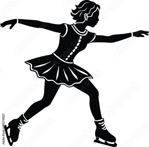 Figure skating sports silhouette vector icon, illustration on white background.