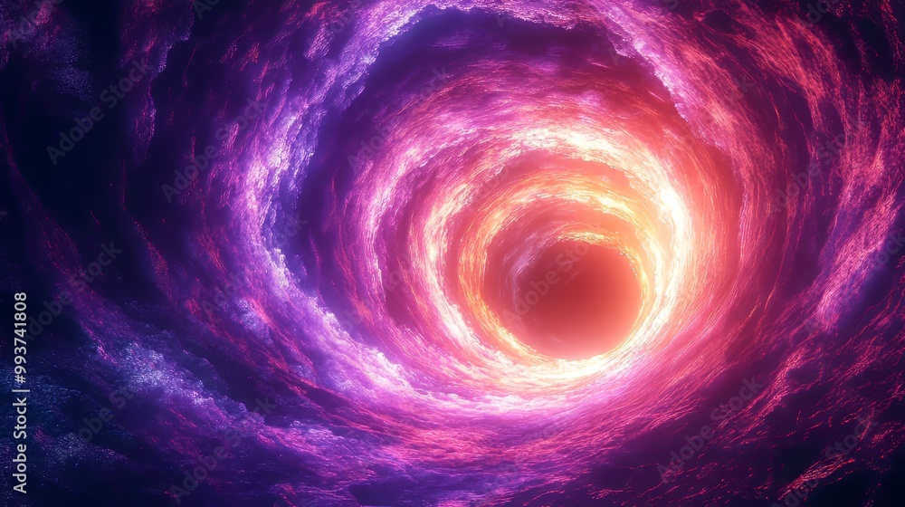 A purple and orange spiral galaxy with a bright orange star in the center A purple and orange spiral galaxy with a bright orange star in the center