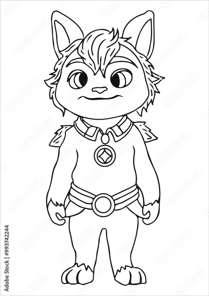 Obraz premium Illustration of an animal mascot with black outline objects