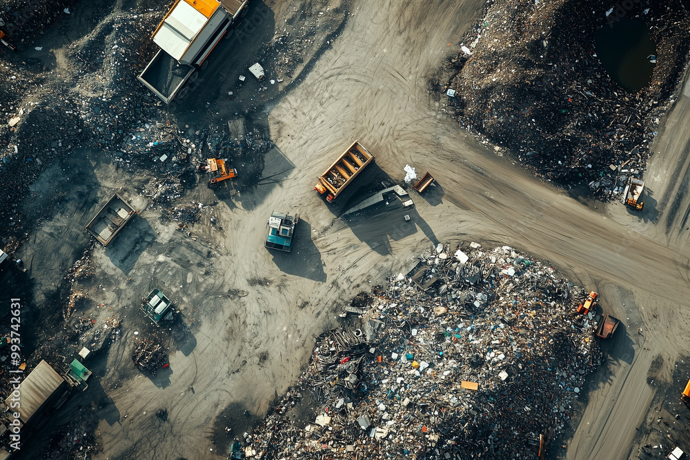 3:2 Aspect Ratio, 2688x1792 - Aerial View of Landfill with Discarded Electronics, Plastic, and Waste 3:2 Aspect Ratio, 2688x1792 - Aerial View of Landfill with Discarded Electronics, Plastic, and Waste