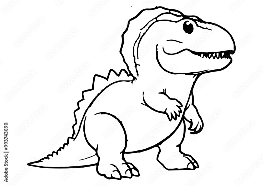 Dinosaur mascot illustration with black object lines Dinosaur mascot illustration with black object lines