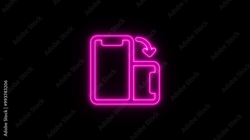 smart phone rotation icon with a glowing neon smart phone rotation icon with a glowing neon