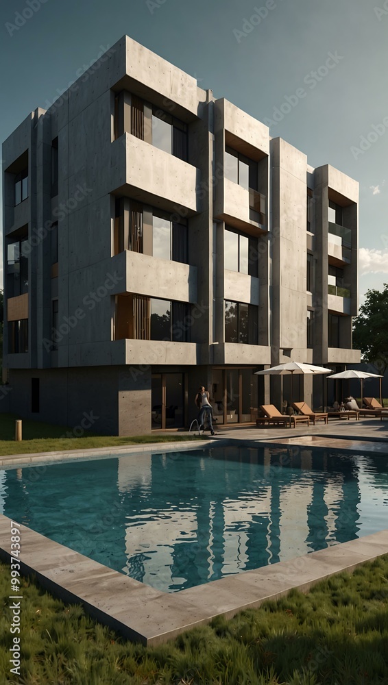 Fototapeta premium 3D architectural render of a building.