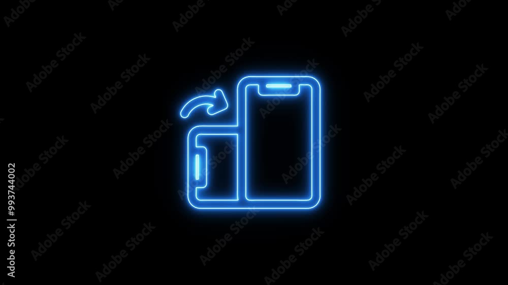 smart phone rotation icon with a glowing neon smart phone rotation icon with a glowing neon