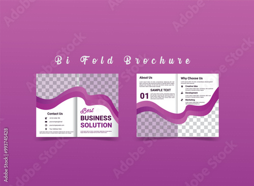 Bi Fold Brochure ,Template design, marketing, promotion, advertise, publication, cover page, magazine Vector Best for Corporate Use .