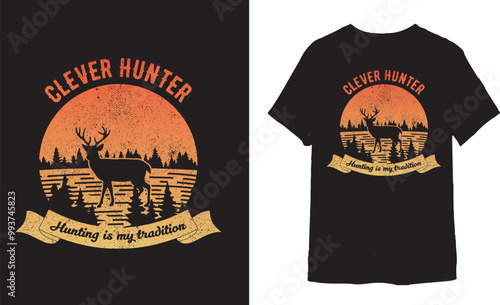 Clever hunting t-shirt design. t shirt design template. Print design.