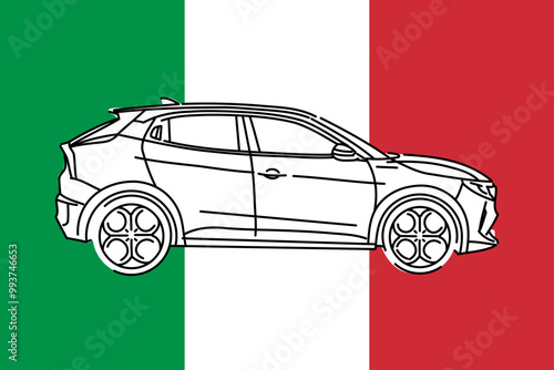 Hand drawn car outline vector image. Vehicle art. New SUV.