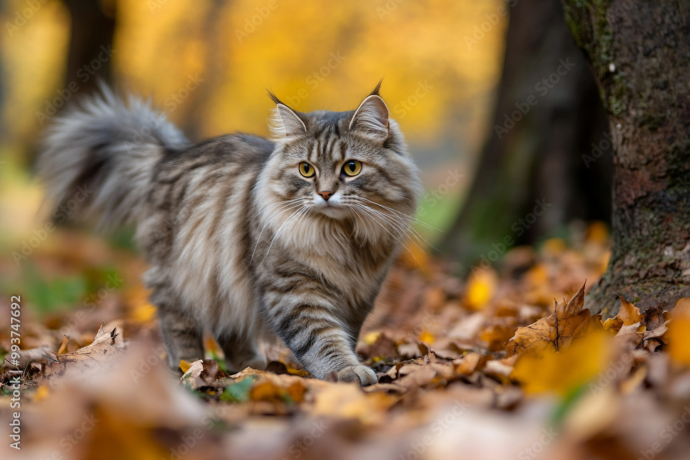 Obraz premium Generated with AI technology picture of wild cat life in forest