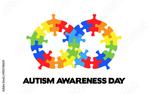 Infinity symbol colorful puzzle design. Vector isolated on white background.	