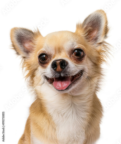 Golden chihuahua dog portrait smile looking at the camera