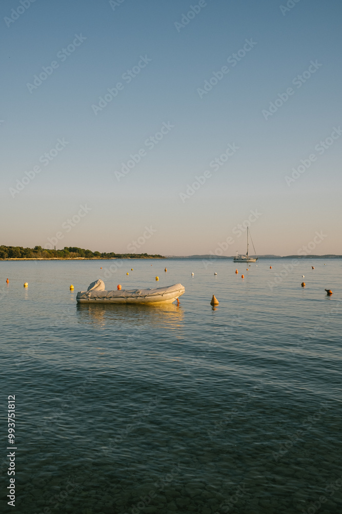 Naklejka premium Sunset in summer Adriatic sea Barbariga Croatia