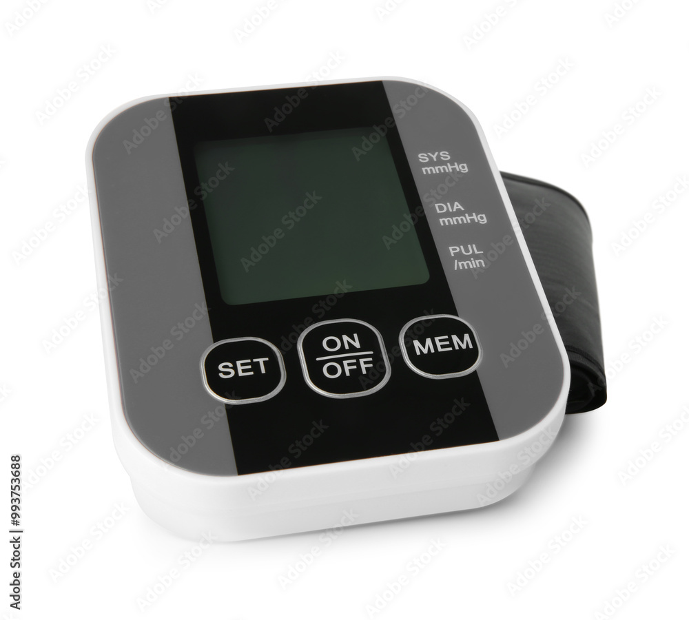 One blood pressure monitor isolated on white One blood pressure monitor isolated on white