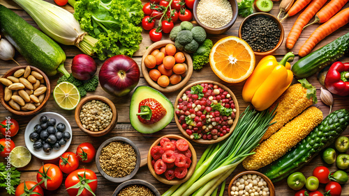 Wallpaper Mural Healthy Food Background with Fresh Produce. Perfect for: Wellness events, Health fairs, Clean eating campaigns Torontodigital.ca