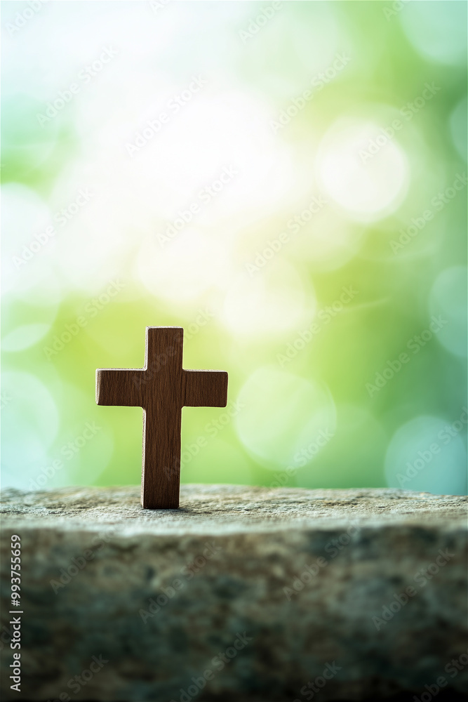 a forest background, a wooden cross a forest background, a wooden cross