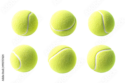 Tennis ball isolated on transparent background,3d render, Yellow Tennis ball,sports equipment,PNG file,tennis ball icon,Sport concept,green tennis ball set,Сlose-up of tennis ball, Ai