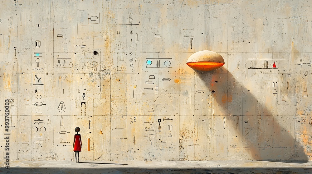 Captivating depicting a fusion of alien hieroglyphs and classic ...