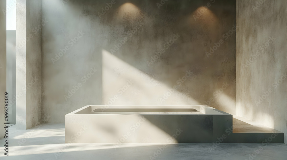 Minimalist Concrete Platform with Sunlight Illustration Minimalist Concrete Platform with Sunlight Illustration