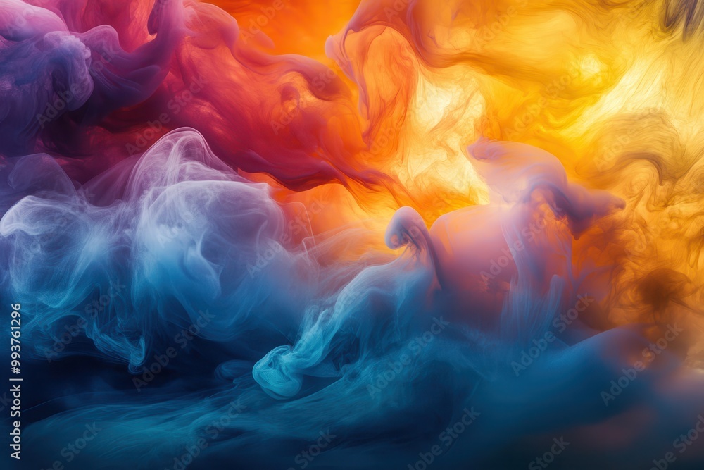 Fototapeta premium Abstract Swirling Colors of Blue, Red, and Orange Ink
