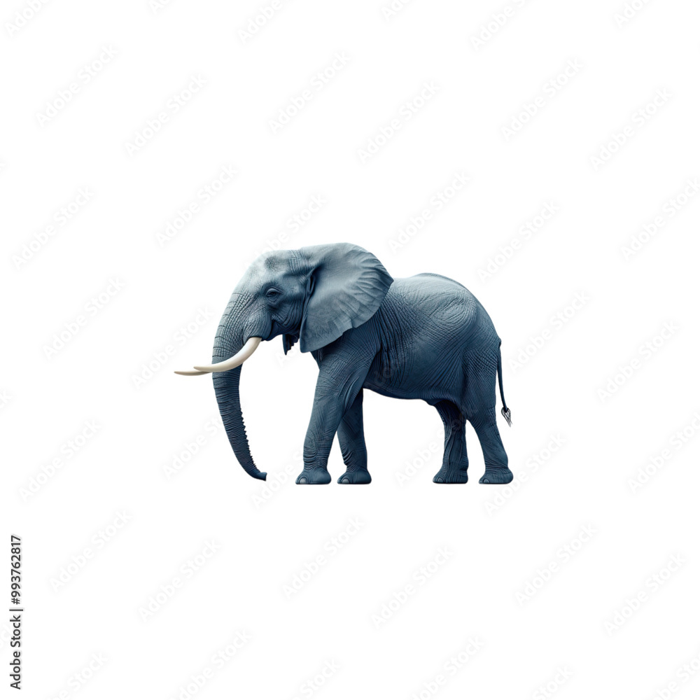 Fototapeta premium Flat vector design of an elephant standing, minimal style, white background.