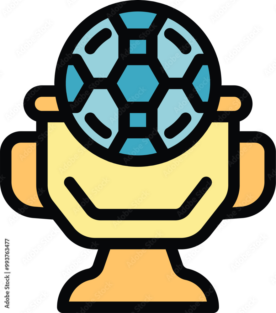 Obraz premium Golden trophy cup is holding a soccer ball, representing the pinnacle of success and triumph in a football tournament