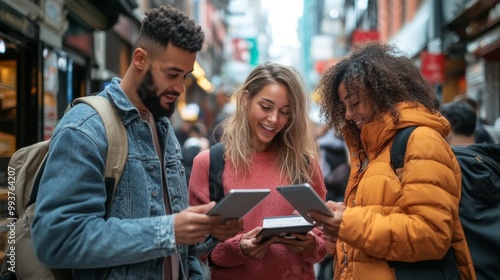 Friends Using Tablets.