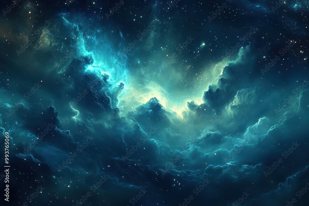 Cosmic Nebula with Scattered Stars and Glowing Gas Cosmic Nebula with Scattered Stars and Glowing Gas