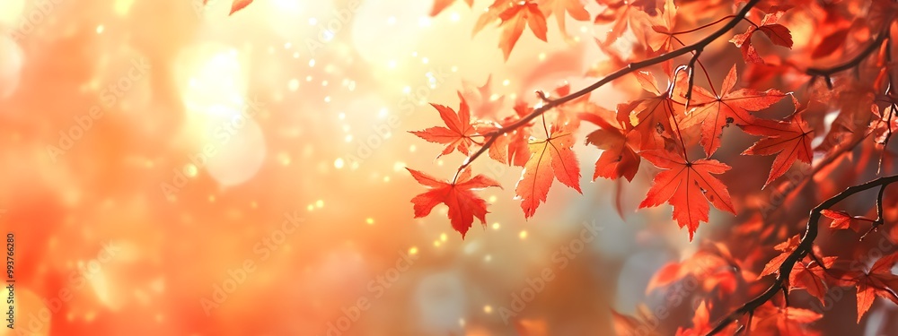 Autumn background with red and orange leaves and bokeh light effect. Autumn background with blurred nature scene Autumn background with red and orange leaves and bokeh light effect. Autumn background with blurred nature scene