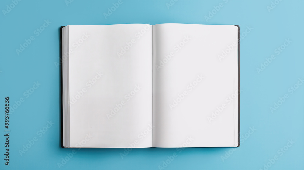 Open notebook with a blank page, inviting creativity, perfect for brainstorming, jotting down ideas, or planning projects, a versatile stationery mockup. Open notebook with a blank page, inviting creativity, perfect for brainstorming, jotting down ideas, or planning projects, a versatile stationery mockup.