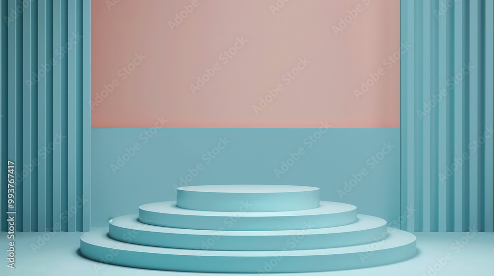 Elegant podium with a three-dimensional layered backdrop, featuring a flat design illustration that enhances the visual appeal and sophistication of any presentation setting. Elegant podium with a three-dimensional layered backdrop, featuring a flat design illustration that enhances the visual appeal and sophistication of any presentation setting.