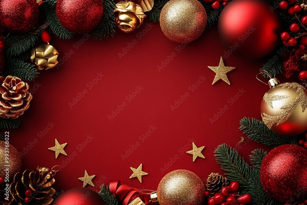 red and gold christmas ornaments, frame with copy space, red backgroundred and gold christmas ornaments, frame with copy space, red background red and gold christmas ornaments, frame with copy space, red backgroundred and gold christmas ornaments, frame with copy space, red background