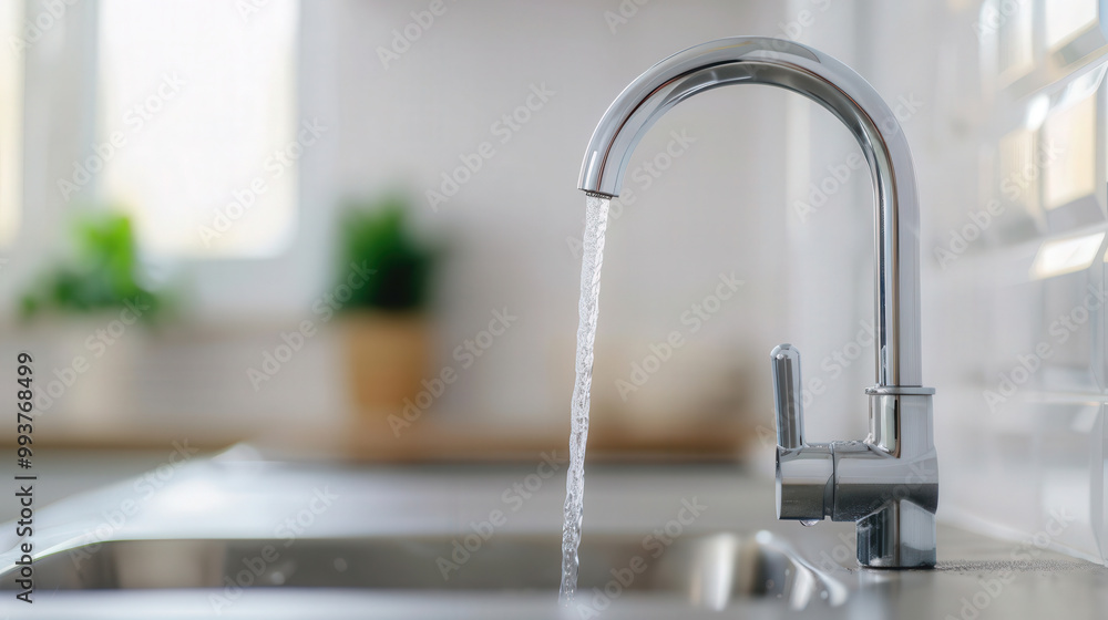 Refreshing water cascading from a kitchen faucet, softly blurred surroundings evoke a sense of everyday hydration and the simplicity of daily routines. Refreshing water cascading from a kitchen faucet, softly blurred surroundings evoke a sense of everyday hydration and the simplicity of daily routines.
