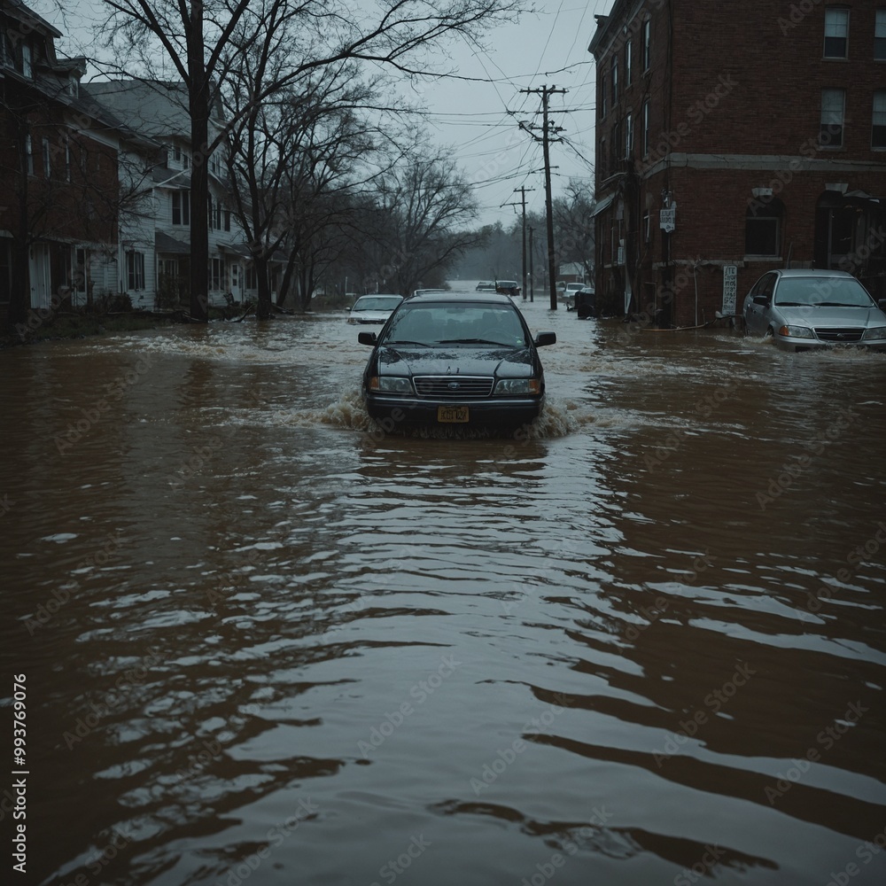 City streets turned into channels after torrential rainfall with major property damage City streets turned into channels after torrential rainfall with major property damage