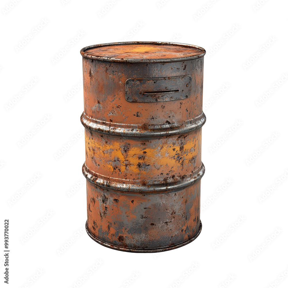 Rusty metal barrel with a worn appearance, ideal for industrial and vintage themes in photography. Rusty metal barrel with a worn appearance, ideal for industrial and vintage themes in photography.