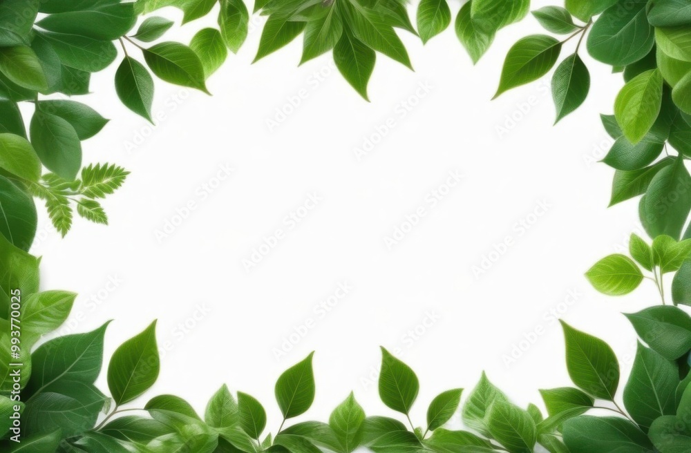 Frame of leaves sprouts white background Frame of leaves sprouts white background