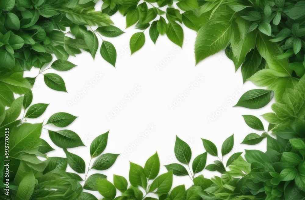Obraz premium Frame of leaves sprouts white background