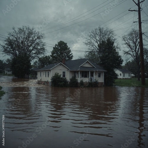 City streets turned into rivers after intense rainfall with vehicles and properties submerged