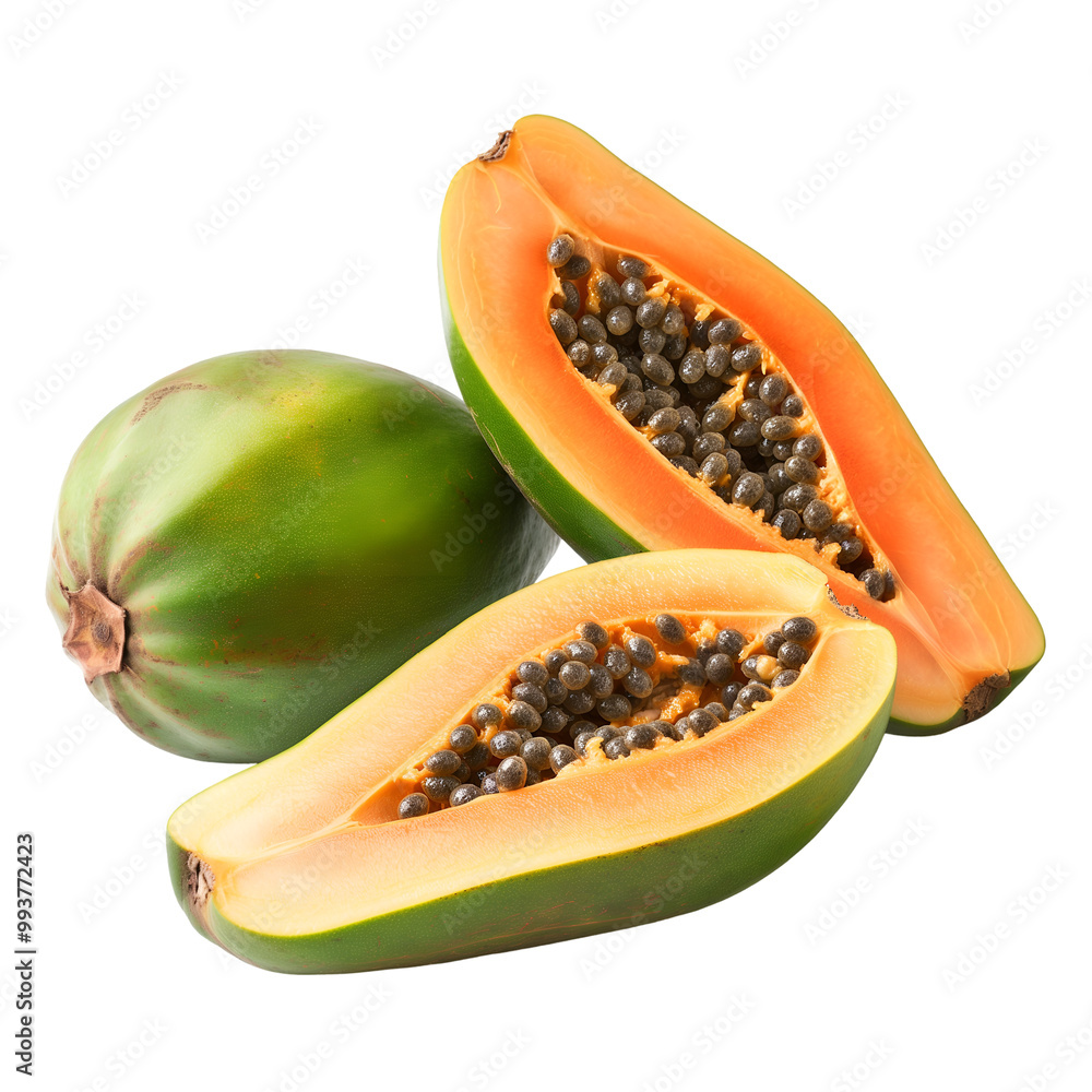 Papaya, Fruit, Isolated on Transparent Background, Graphic Resource for Gourmet Advertising, Menu Design and Packaging Papaya, Fruit, Isolated on Transparent Background, Graphic Resource for Gourmet Advertising, Menu Design and Packaging