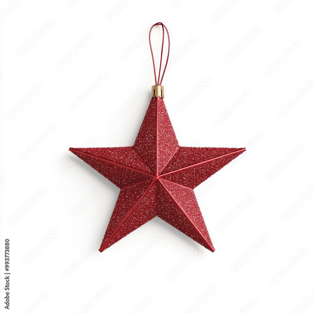 Glowing Christmas Star Ornament in 3D Render Isolated on White Background with Copy Space for Festive Messages Glowing Christmas Star Ornament in 3D Render Isolated on White Background with Copy Space for Festive Messages