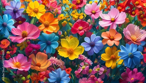 Vibrant Blooming Garden Filled with Beautiful Colorful Flowers