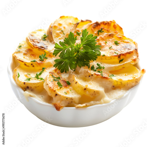 Potato gratin, Dish, Isolated on Transparent Background, Graphic Resource for Gourmet Advertising, Menu Design and Packaging photo