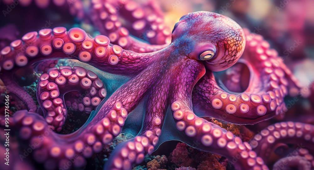 Beautiful Octopus in Underwater Habitat Beautiful Octopus in Underwater Habitat