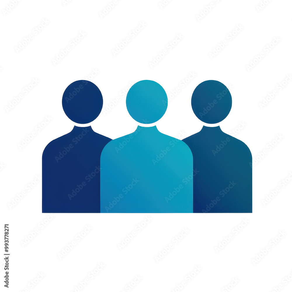 Abstract illustration of three human figures representing teamwork, collaboration, and community in a modern style, transparent background. Abstract illustration of three human figures representing teamwork, collaboration, and community in a modern style, transparent background.