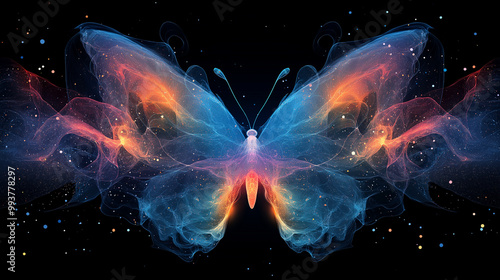 Colorful Abstract Butterfly With glowing wings