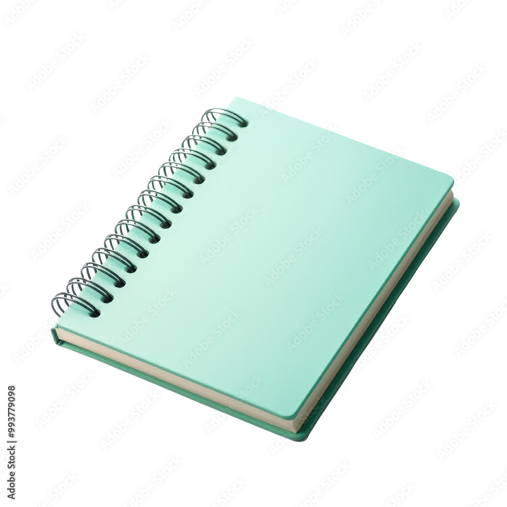 A stylish mint green spiral notebook, perfect for taking notes, journaling, or sketching ideas in a creative workspace, transparent background. A stylish mint green spiral notebook, perfect for taking notes, journaling, or sketching ideas in a creative workspace, transparent background.