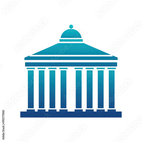 A stylized illustration of a classical building with columns and a dome, symbolizing architecture and historical significance, transparent background.