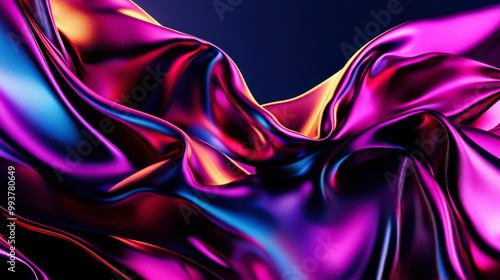 Vibrant and dynamic abstract fabric waves in shades of purple, pink, and blue create visually striking composition. smooth texture and flowing forms evoke sense of movement and energy