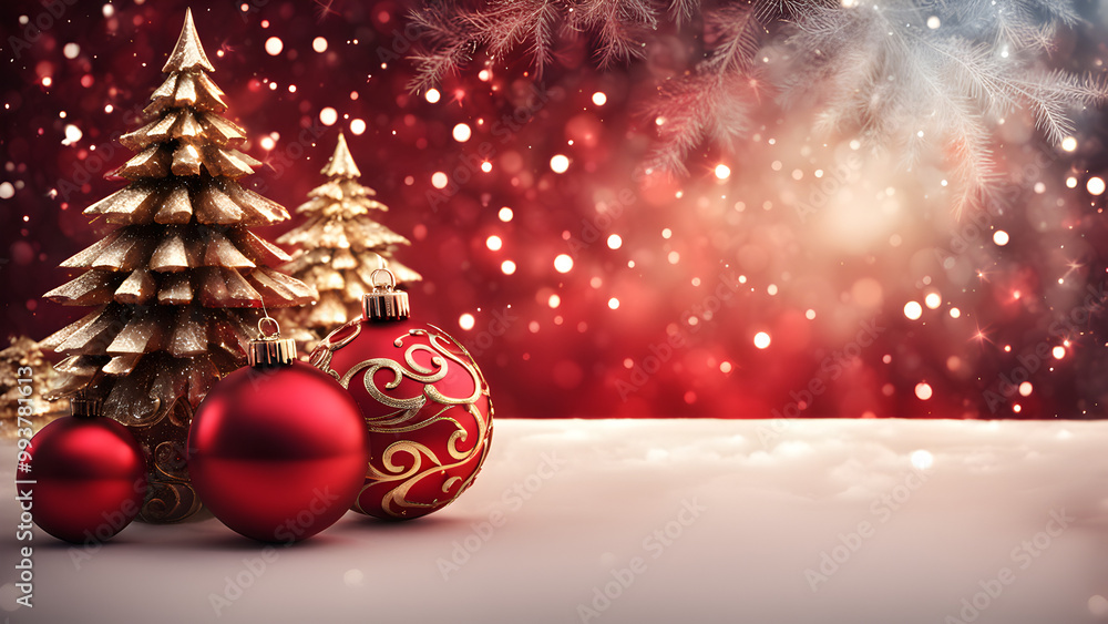 Obraz premium 3D Christmas background image with abstract aesthetics.