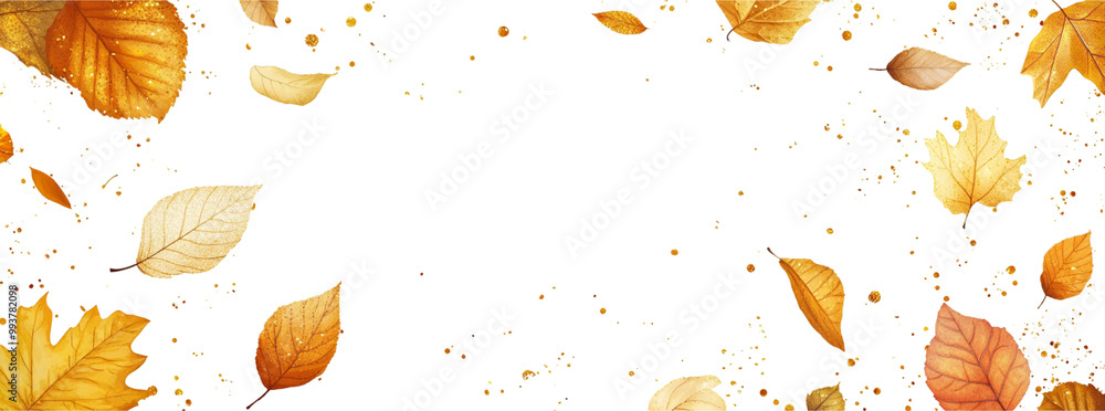 Autumn background with golden, glittering autumn leaves. Autumn background with golden, glittering autumn leaves.
