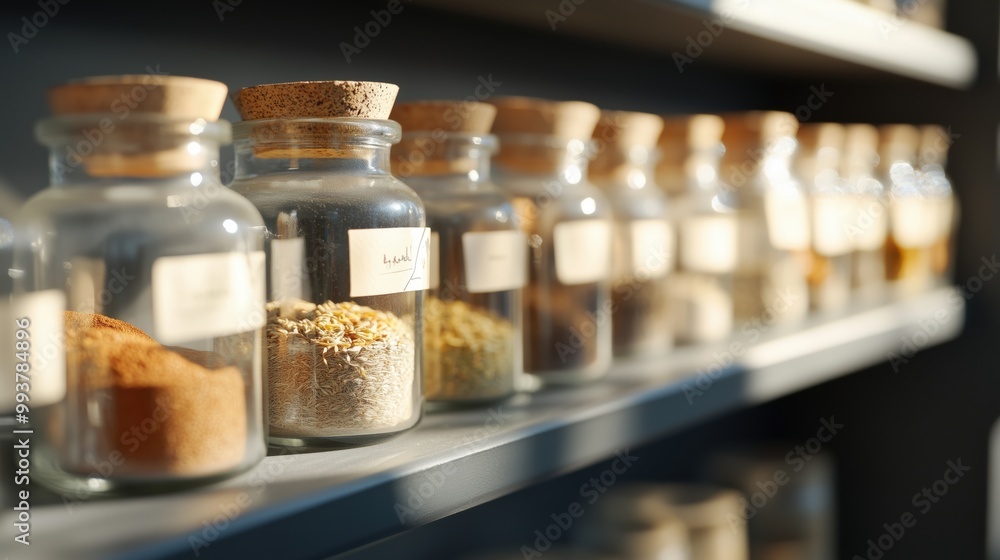 Seed Vault Shelves with Labeled Jars of Seeds Seed Vault Shelves with Labeled Jars of Seeds