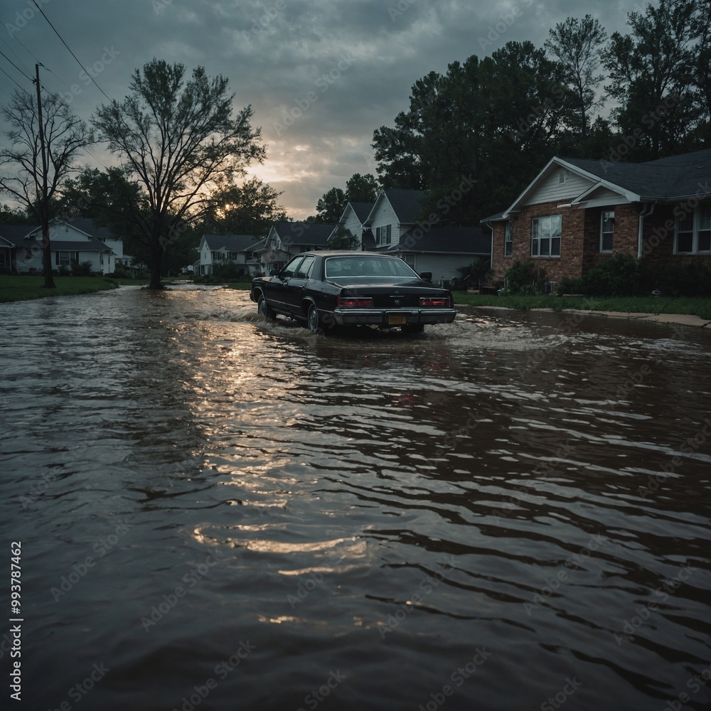 Floodwaters rise dramatically in city streets, causing extensive property damage Floodwaters rise dramatically in city streets, causing extensive property damage